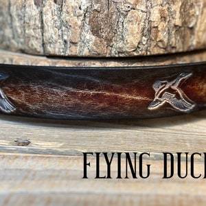 Duck Hunting Leather belt 1.5&quot;-Full Grain-Groomsmen gift-Dad&#39;s Gift-Mens Belt- Teen Boy, Name Belt great gift for graduation, work belt