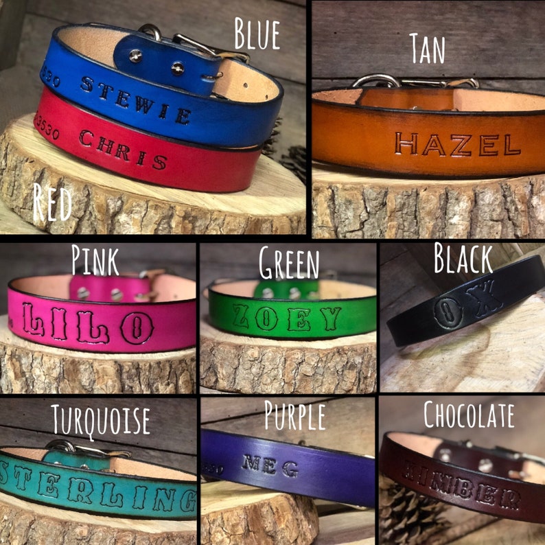 1 Width Personalized Genuine Leather Dog Collar for Etsy
