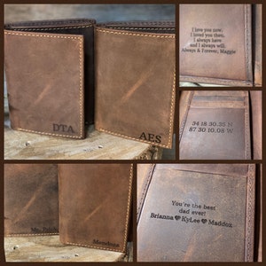 Cartera de cuero personalizada / Regalo de cartera de cuero con monograma para él