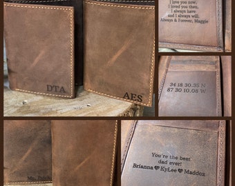 Personalized Leather Wallet | Monogrammed Leather Wallet gift for him