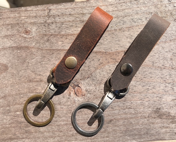 Handmade Leather Belt Loop Keychain: Personalized Water Buffalo