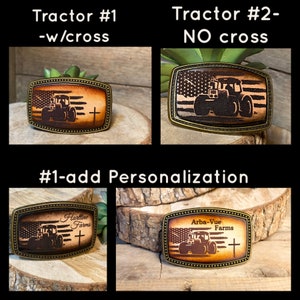 Kids/Childrens tractor American flag buckle hand-dyed leather buckle, colors for any belt, and optional cross, image 7