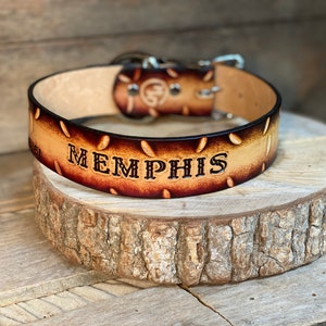 Personalized Dog Collar, Leather Dog Collar with Name, Engraved Dog Collars, Custom Dog Collar, Dog Collar Brown Pink Blue Green, 1&quot; width