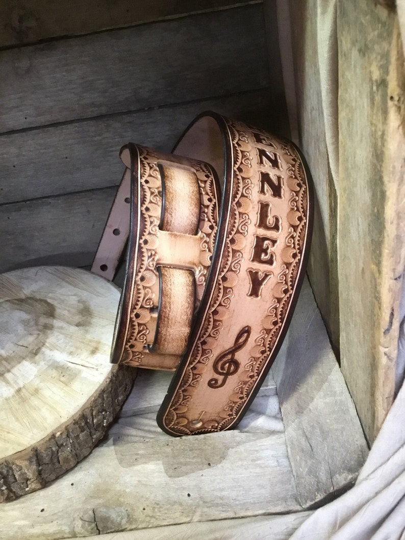 Custom Handmade Personalized Leather Guitar Strap With Fancy Etsy