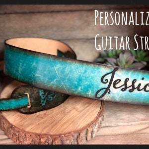 Personalized Leather Guitar Strap | Name Guitar Strap | Customize | Graduation Gift | Lasered Name on Guitar Strap |