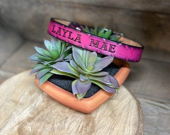 Collar para perro personalizado de cuero: 1/2" de ancho - Martillado