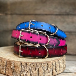 Personalized Dog Collar: Full-Grain Leather-Hammered- Made in USA