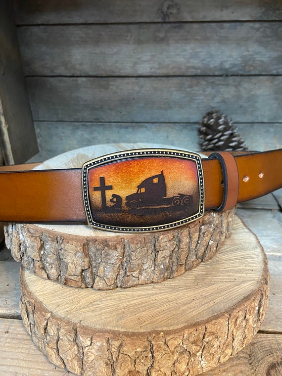 Custom Belt Buckle 18 Wheeler Christian Trucking Big Truck Big Rig