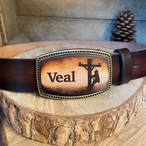 Personalized Lineman Gift-Belt Buckle custom made leather buckle | Lineman buckle | love our lineman-proud of our lineman | Valentines Day