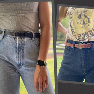 Skinny belt for women- 3/4&quot;Full Grain Leather, Mother&#39;s Day gift, women&#39;s stylish narrow belt personalized gift USA made