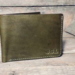 Kundenspezifische Ledergeldbörse | Vatertagsgeschenk | Handgefertigt in den USA | Bi-fold Geldbörse, Geschenkidee für Mann-Teenager-Sohn-Opa-Freund-Großvater