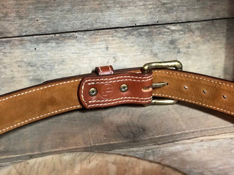 Leather Belt Western Stitched-suede-lined Thick | Etsy