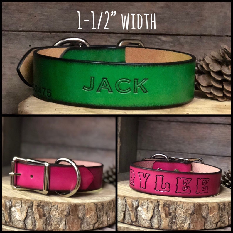 1 1/2 Width Personalized Genuine Leather Dog Collarfor Etsy