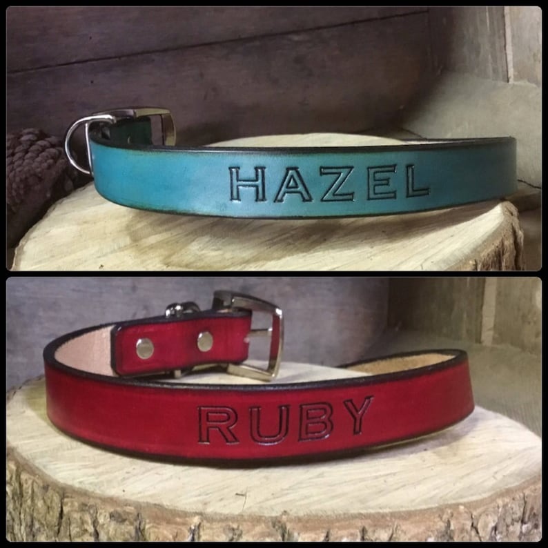 1 Width Personalized Genuine Leather Dog Collar for Etsy