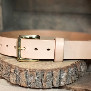 THE NEUSE-Natural Leather belt 1.5&quot; | VT leather belt will patina | Great belt with Denim