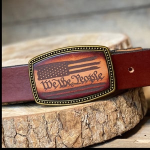 Patriotic leather Belt Buckle | We the People | Custom made | gift for him-husband-boyfriend-son-dad-friend gift