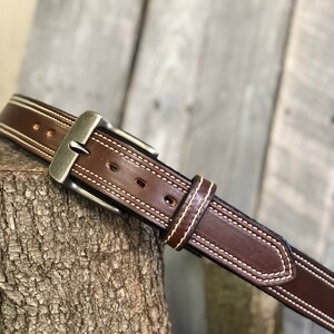 THE HERITAGE-DS-double stitched leather belt- concealed carry Belt-1.5&quot; our most durable built belt