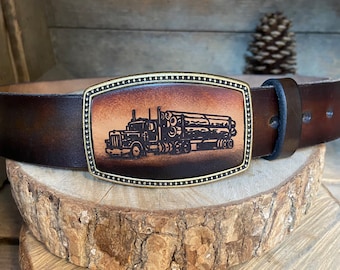 Custom belt buckle | Logging Truck | 18 Wheeler | Trucking | Big Truck | Big Rig | Personalized gifts | Trucker Gift | Log Truck