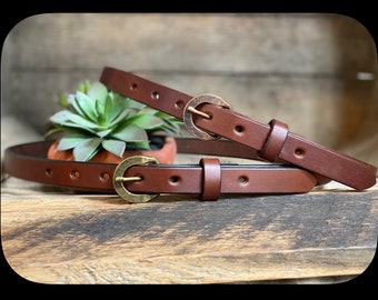 Dark Brown Leather belt for Women 3/4"Full Grain Leather, Mother's Day gift, women's stylish leather retro belt personalized gift USA made