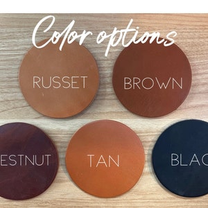 Personalized Full-grain Leather Coasters | Set of 4 or 6 | graduation -3rd Anniversary Gift, wedding | Teacher