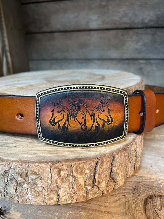 Ceinture à boucle cheval et calèche Coach Cuir Rose ref.500166 - Joli
