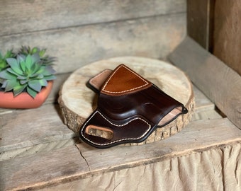 Leather holster custom made Pancake style OWB Concealed carry