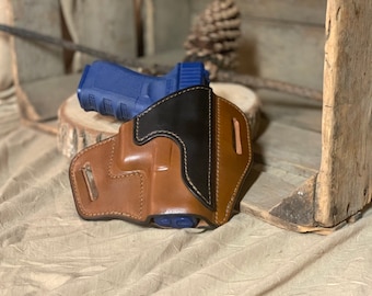 Leather holster custom made Pancake style OWB Concealed carry