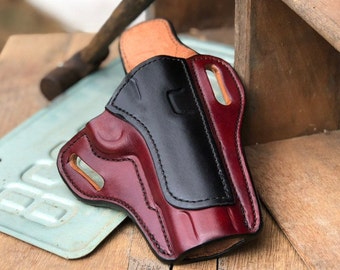 Leather holster custom made Pancake style OWB Concealed carry