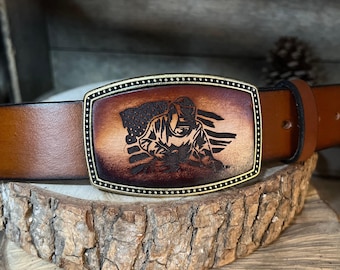 WELDER BUCKLE for Belt: American Flag-Personalized Welders Gift- Hand-Dyed USA
