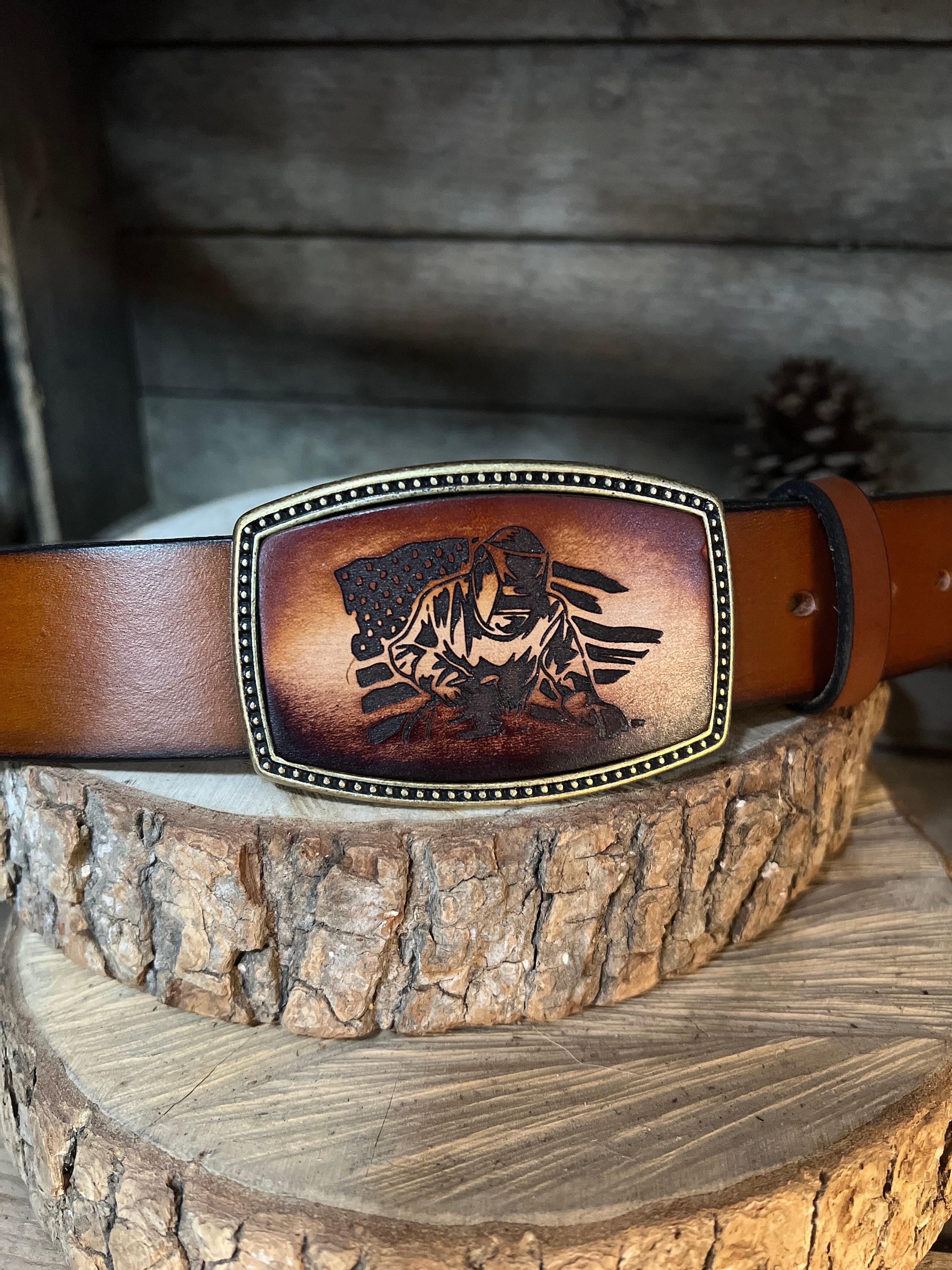 WELDER BUCKLE for Belt: American Flag-Personalized Welders Gift- Hand-Dyed USA