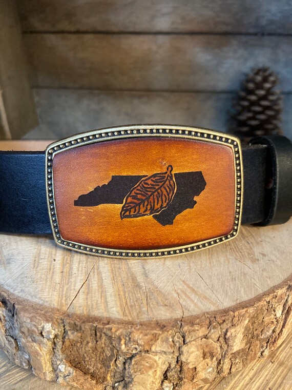 tobacco leaf belt Farmer Belt Buckle: Tobacco Leaf, State Design