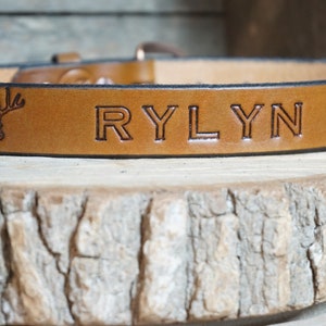 Leather Kids Belt /Children&#39;s/toddlers leather Belt hunting-deer-little boys 1&quot; width, Personalized kids belt, Christmas Gift-