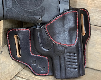 Leather holster custom made Pancake style OWB Concealed carry