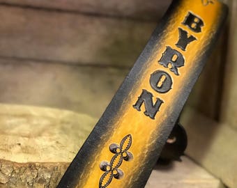 Personalized Leather Guitar Strap | Leather Tooling | Custom Leather Craft | Graduation Gift | Two Toned Hand Dyed Strap