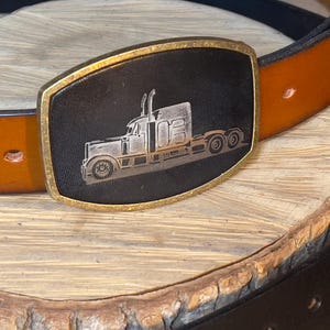 Trucker buckle bobtail,  semi-truck, for a truck driver who loves the highway- gift for trucker