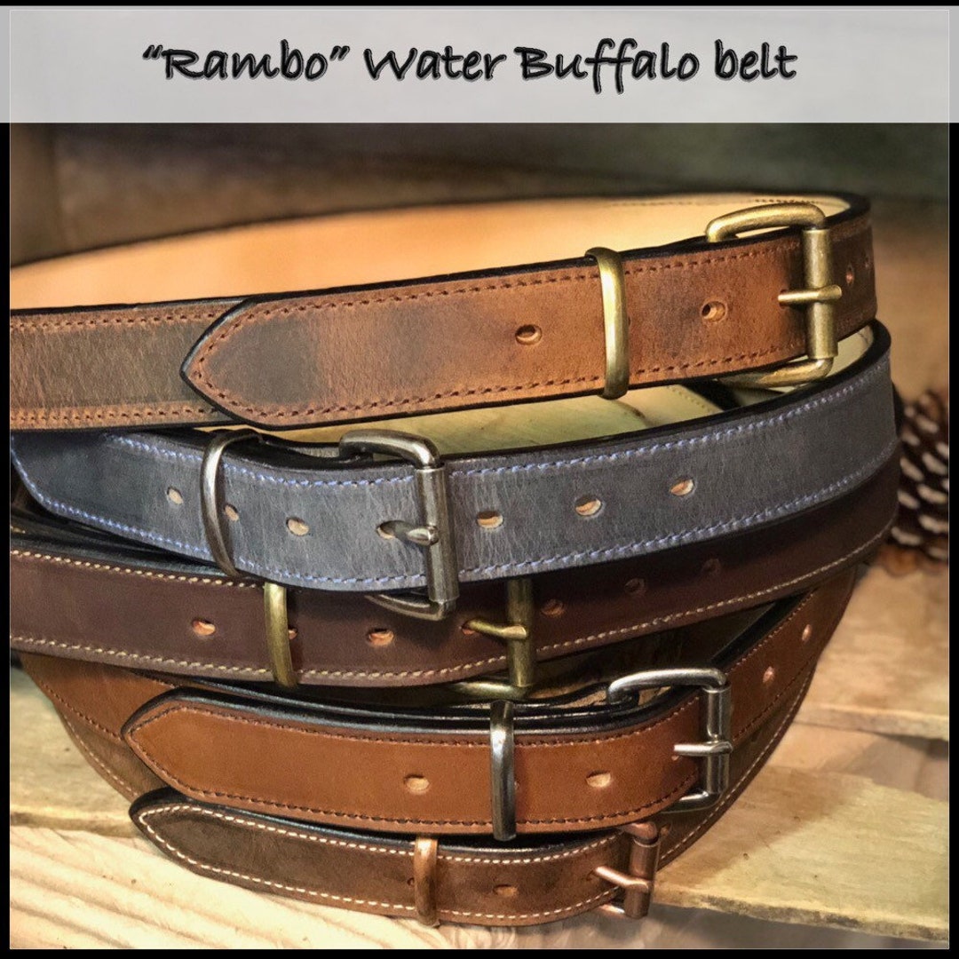 Handmade Double Stitched Leather Belt in Waxed Tan with White Stitching  (order one size larger than the waist)