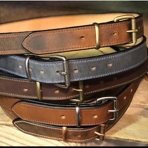 Concealed Carry Belt- water buffalo leather belt, 1.5&quot; wide in 2 ply.  Single Stitched  Durable belt but a Classy Belt.