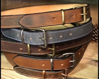 Concealed Carry Belt- Water Buffalo Leather- 1.5" Wide - Handmade USA