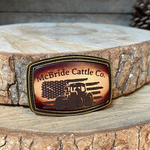 Kids/Childrens tractor American flag buckle hand-dyed leather buckle, colors for any belt, and optional cross, image 10