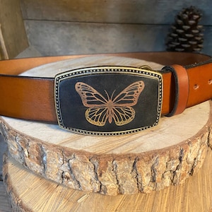 Ladies Butterfly buckle| Hand-dyed | Gift for her-wife-mom-girlfriend | personalized buckle | fits belts up to 1 1/2” width