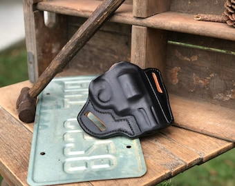 Leather holster custom made Pancake style OWB Concealed carry