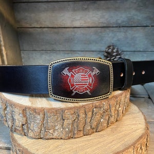 Gepersonaliseerde riemgesp - Brandweer - Leren gesp kan ook worden gepersonaliseerd - Cadeaus voor brandweerman, cadeaus voor hem