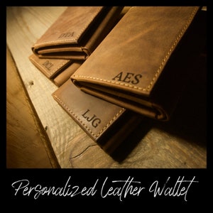 Billetera de cuero personalizada de tres pliegues / Regalo de graduación / Billetera personalizada / Padre-papá-marido-hijo-hombre-graduado-novio-