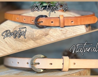 SKINNY LEATHER BELT: High-Waist Belt, Handmade Womens gift