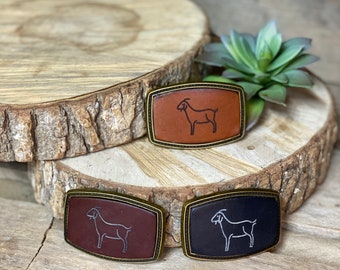 Kid’s/Children’s  goat  buckle Hand-made Leather Buckle.  Great gift for livestock show girl or boy in your life.