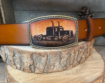 Custom belt buckle | 18 Wheeler | Trucking | Big Truck | Big Rig | Personalized gifts | Trucker Gift