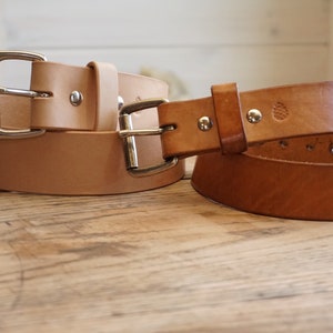 1 3/4 Natural Full grain Leather belt natural vegetable-tanned leather belt, handmade, personalized Patina leather belt great gift image 7