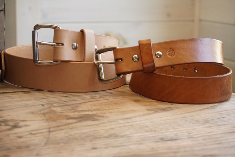 1 3/4 Natural Full grain Leather belt natural vegetable-tanned leather belt, handmade, personalized Patina leather belt great gift image 7