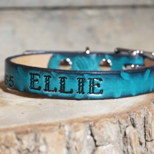 Personalized Leather Dog Collar - Adjustable Leather Collar - Name Engraved Collar- for small to medium breed - 3/4&quot; width