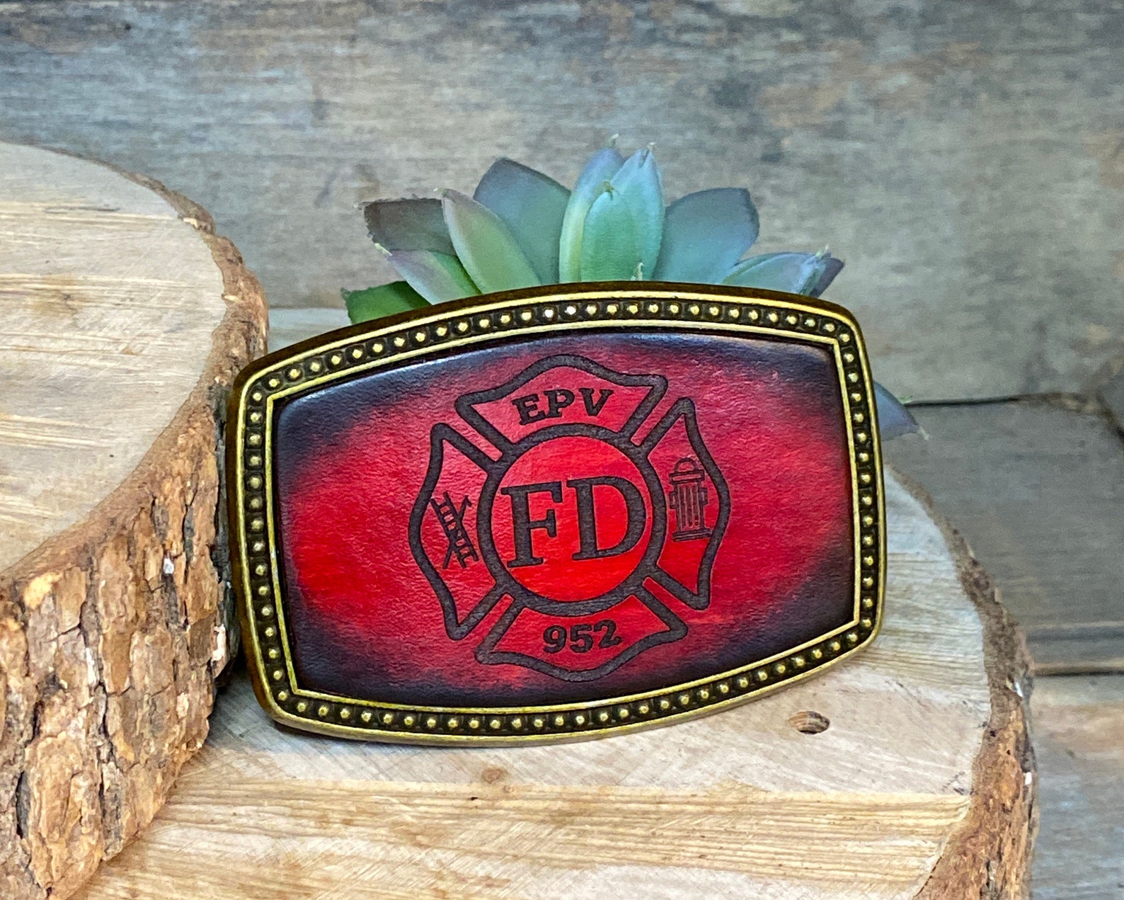 Personalized Belt Bucklefire Departmentleather Buckle Can Be Etsy